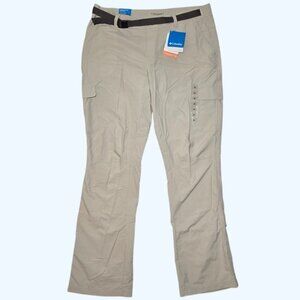 Columbia Cascades Explorer Belted Pants Trousers Beige Women's 16 Long NEW Hike
